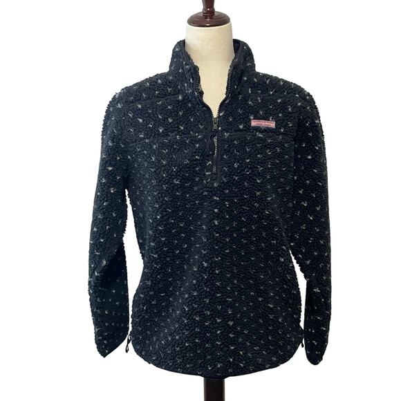 Vineyard Vines Pullover Sherpa Fleece Sweater Birdseye Women's Size M Black Gray - Picture 16 of 16